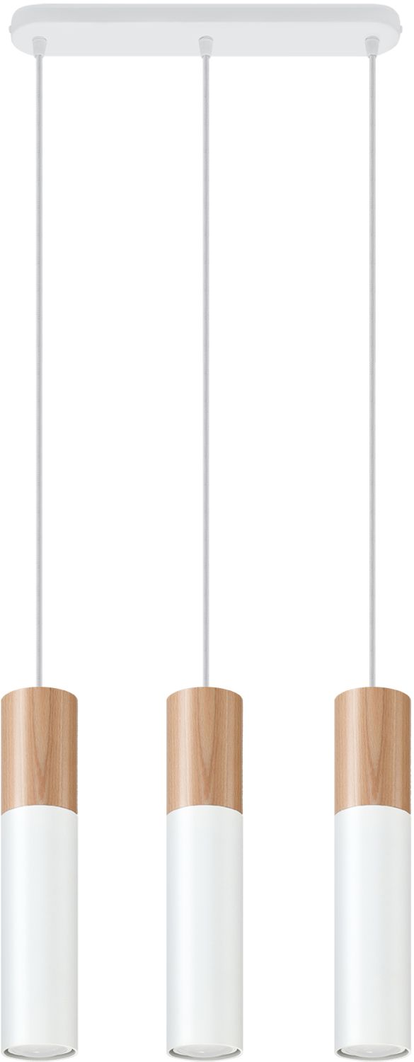 Sollux Lighting Pablo lampada sospesa 3x40 W bianco-legno SL.0630