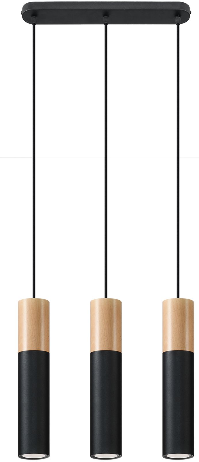 Sollux Lighting Pablo lampada sospesa 3x40 W nero-legno SL.0634