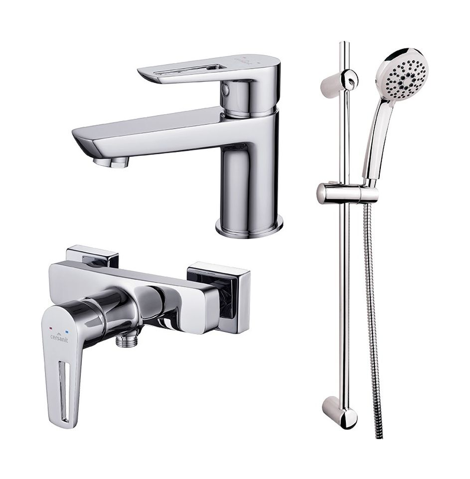 Set rubinetto per doccia Cersanit Mille S951-031, rubinetto per lavabo Cersanit Mille S951-045, S951-021