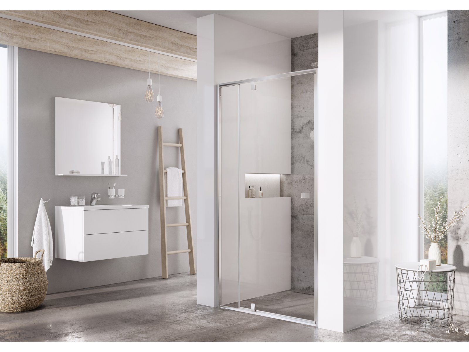 Ravak Pivot porta doccia 120 cm a battente satinato opaca/vetro trasparente 03GG0U00Z1