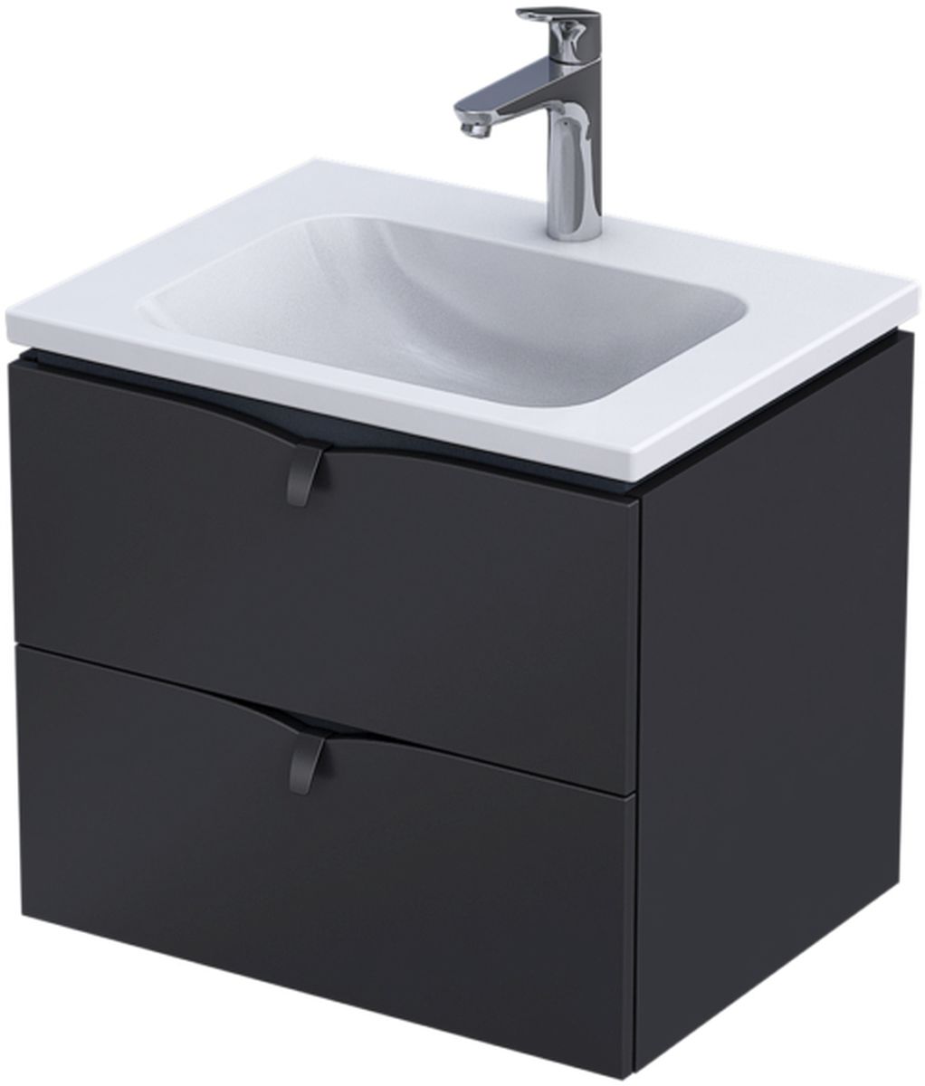Oristo Siena armadietto 59.6x45.5x50 cm sottolavabo sospeso nero OR45-SD2S-60-8