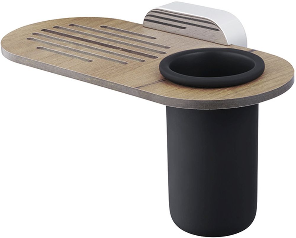 BISK Bergen portasapone a parete cromo-nero-legno 07104