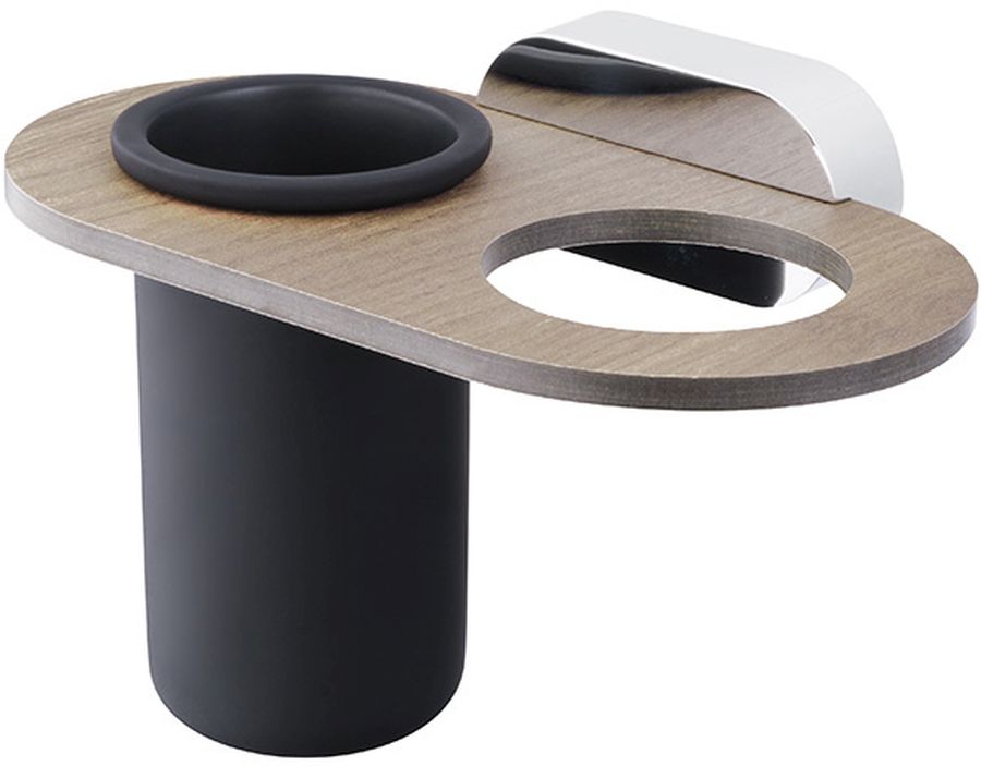 BISK Bergen portaspazzolini nero-cromo-marrone 07065