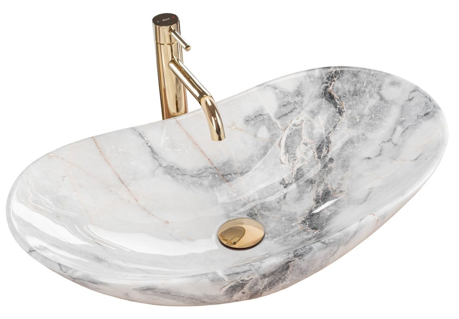 Rea Royal lavabo 62x36 cm ovale da appoggio grigio/pietra REA-U8596