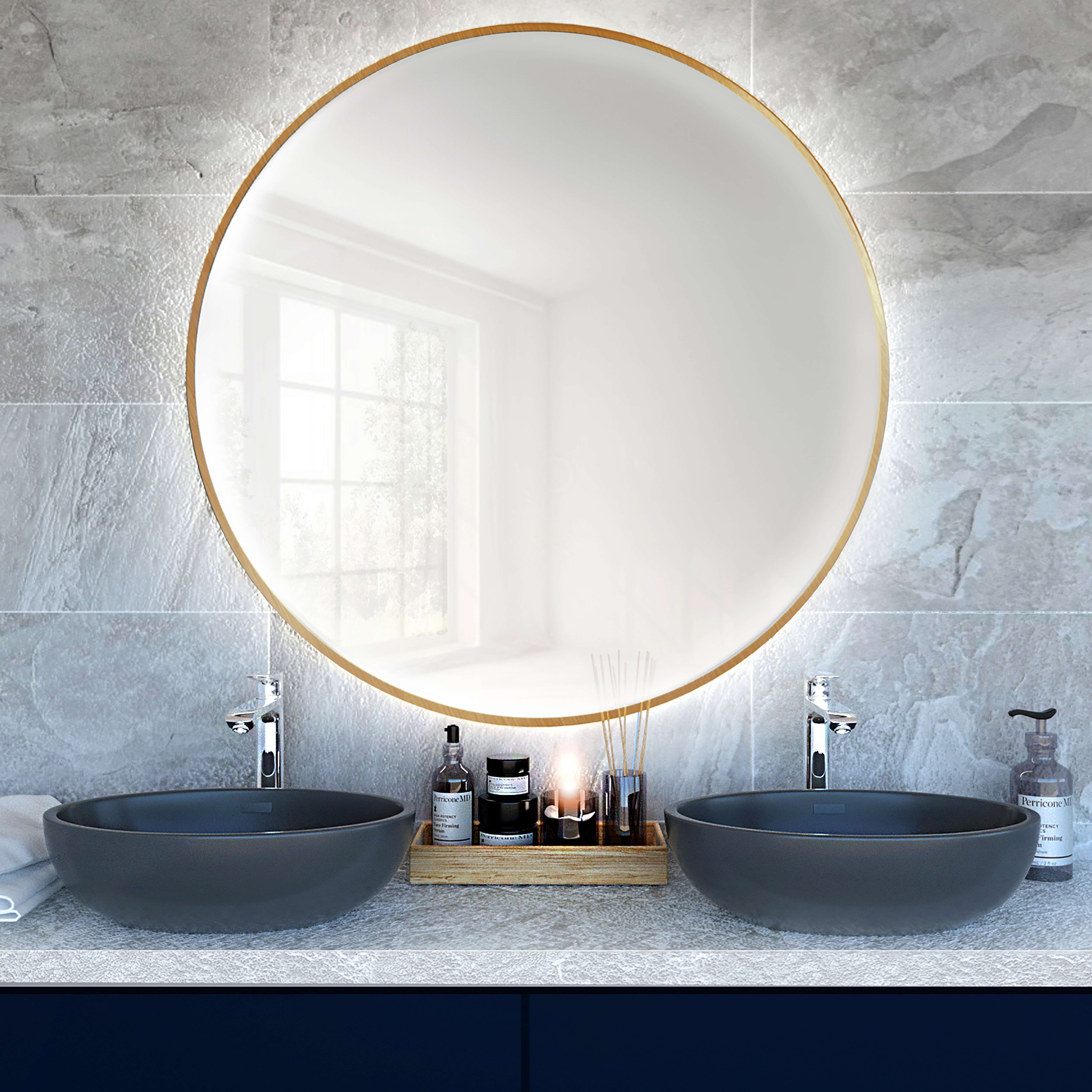 Smartwoods Bright specchio 50x50 cm rotonda con illuminazione oro 5903003189282