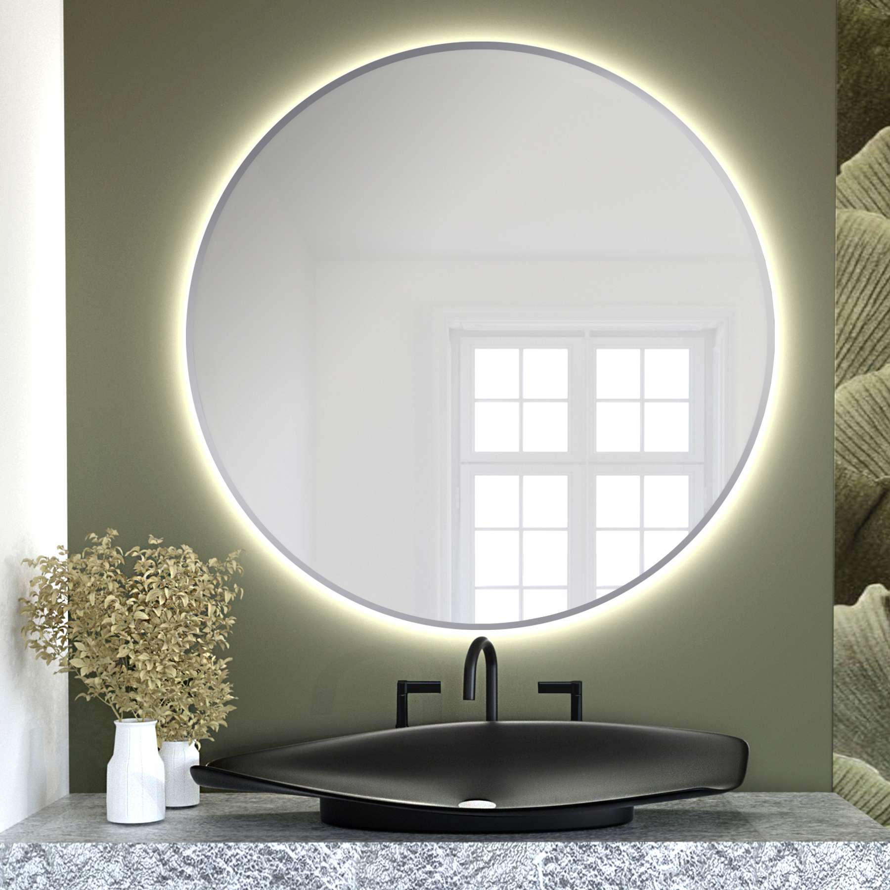 Baltica Design Bright specchio 70x70 cm rotonda con illuminazione argento 5904107900193