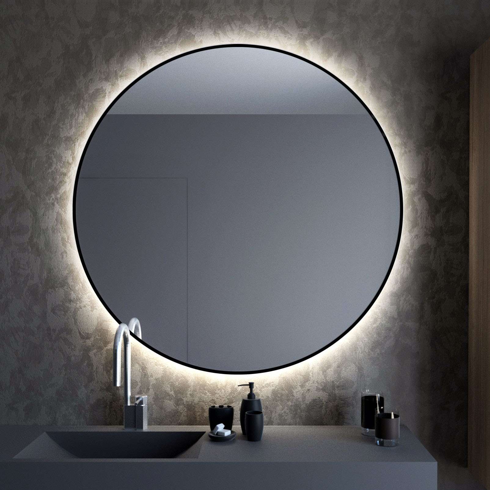 Baltica Design Bright specchio 80x80 cm rotonda con illuminazione nero 5904107900278