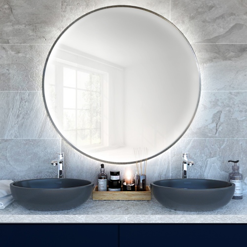 Smartwoods Bright specchio 80x80 cm rotonda con illuminazione argento 5904107900322