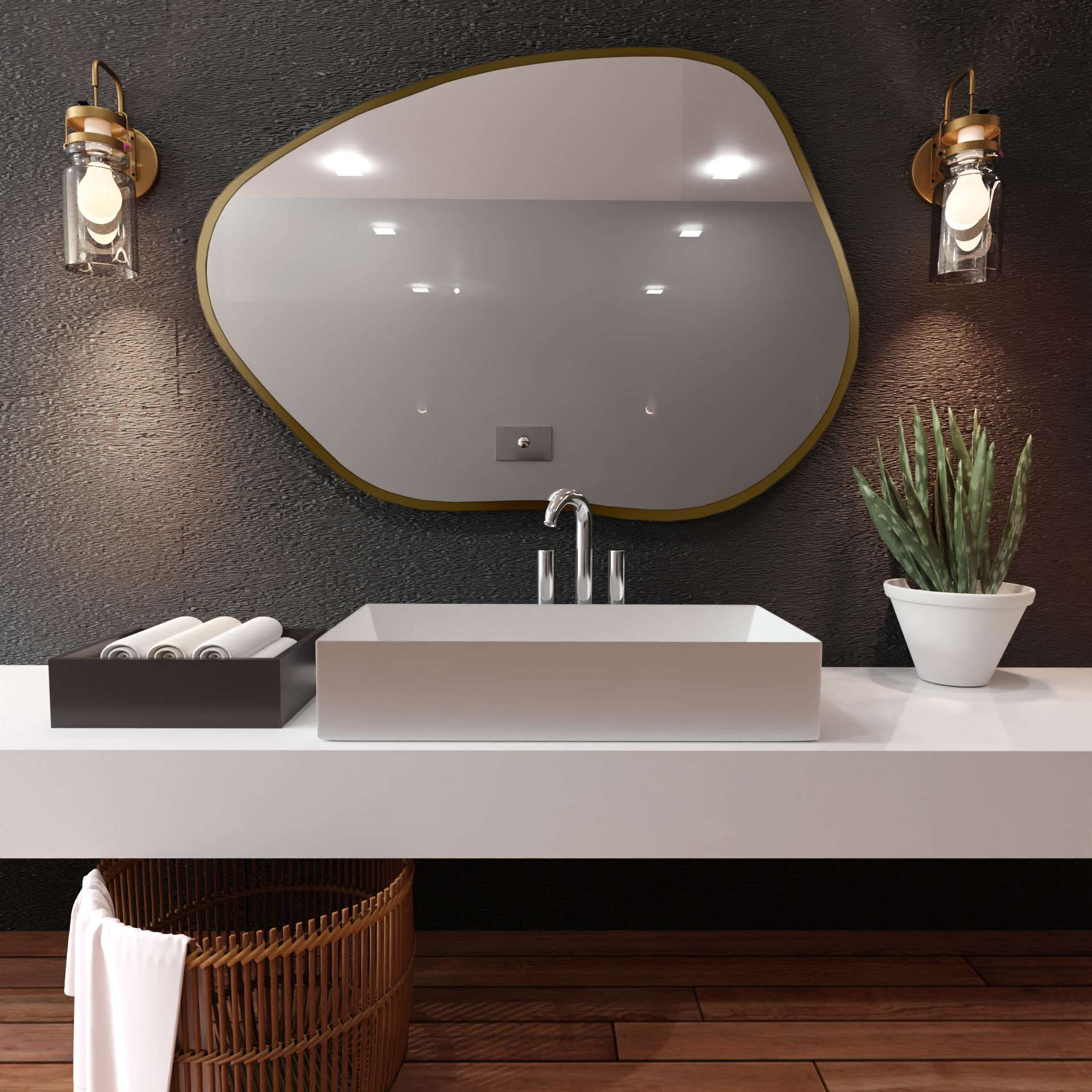Smartwoods Tiny Border specchio 60x36 cm oro 5903003180081