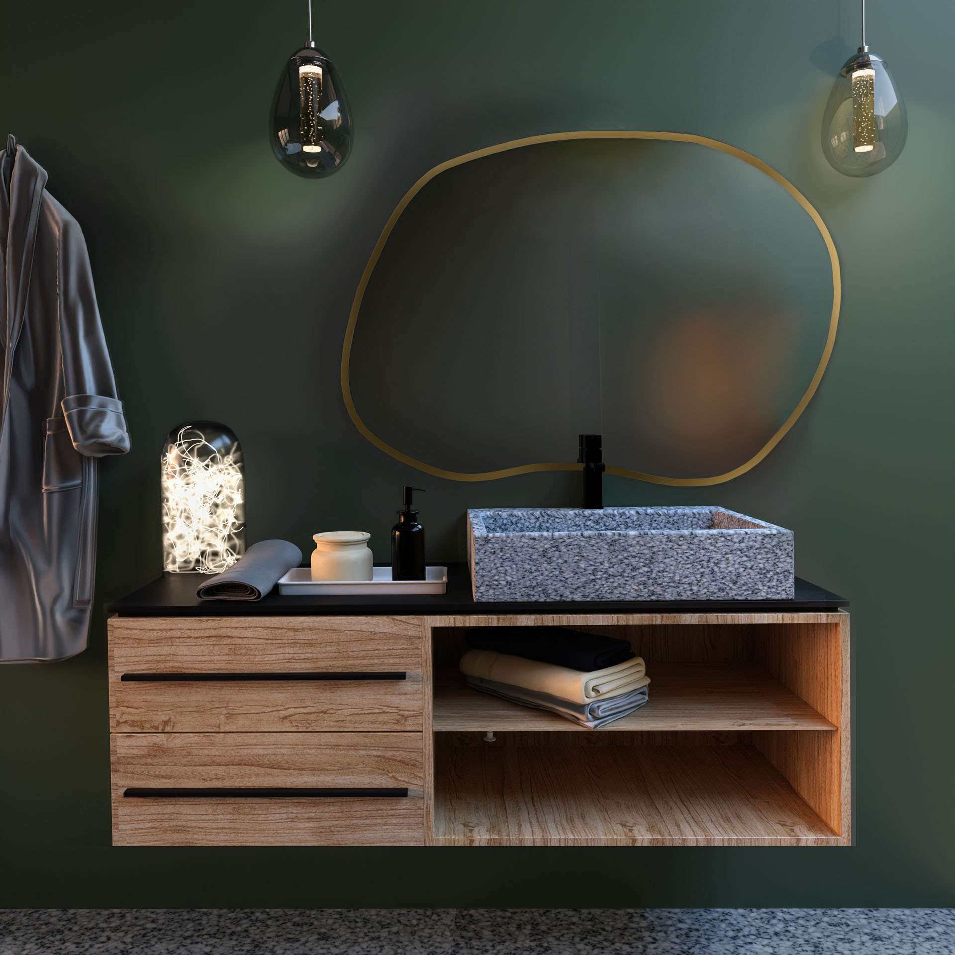 Baltica Design Tiny Borderbright Stain II specchio 60x43 cm con illuminazione oro 5904107901558