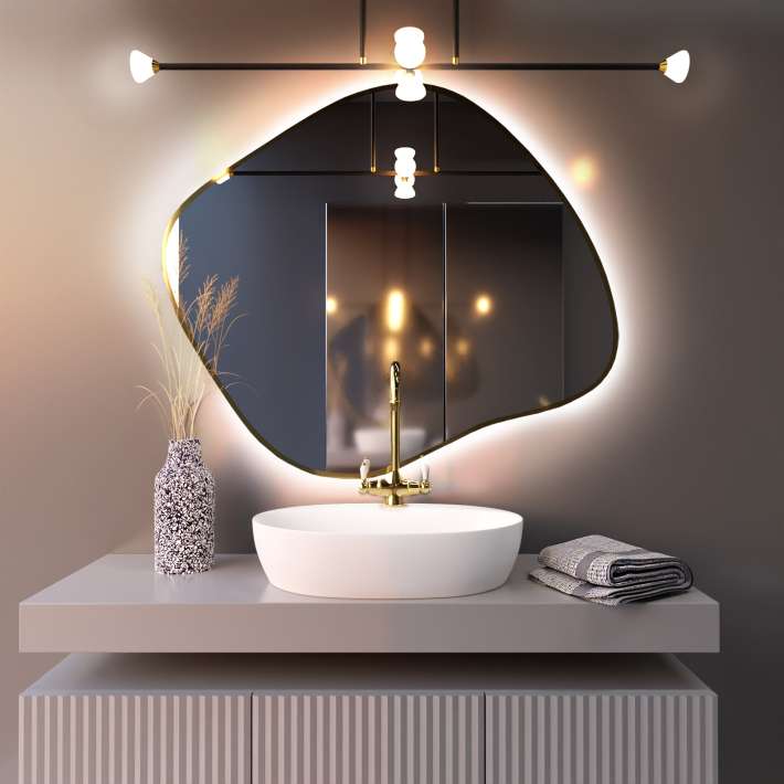Baltica Design Tiny Borderbright Stain III specchio 50x36 cm con illuminazione oro 5904107902142