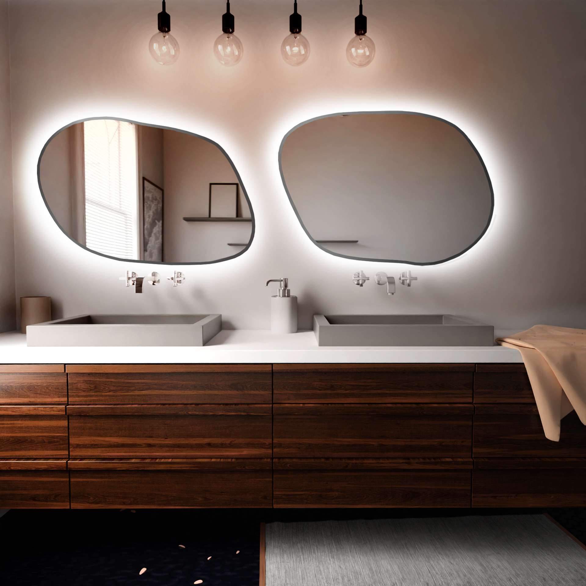 Baltica Design Tiny Borderbright Stain IV specchio 60x43 cm con illuminazione argento 5904107902975