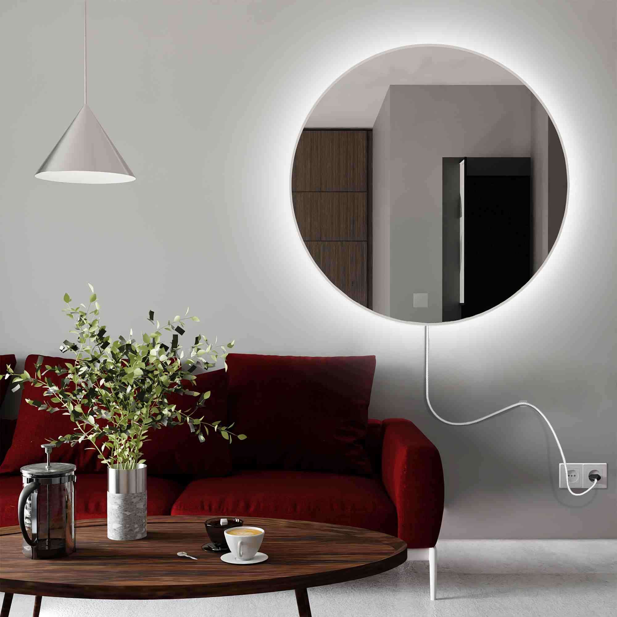 Baltica Design Electra specchio 70x70 cm rotonda con illuminazione bianco 5904107903743