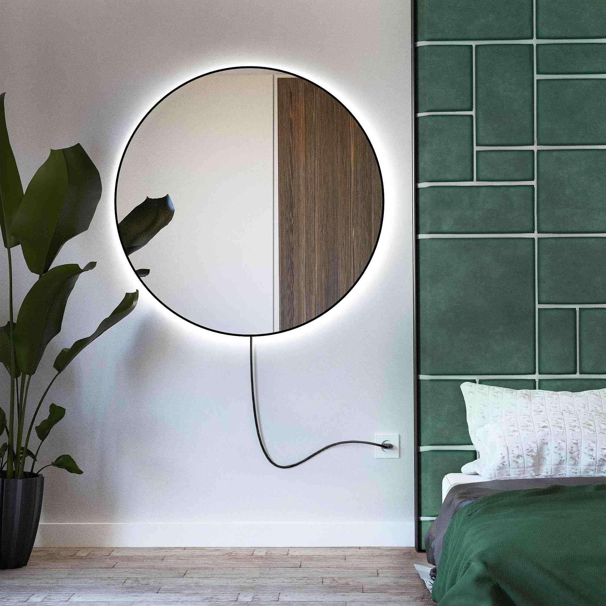 Baltica Design Electra specchio 70x70 cm rotonda con illuminazione nero 5904107903781