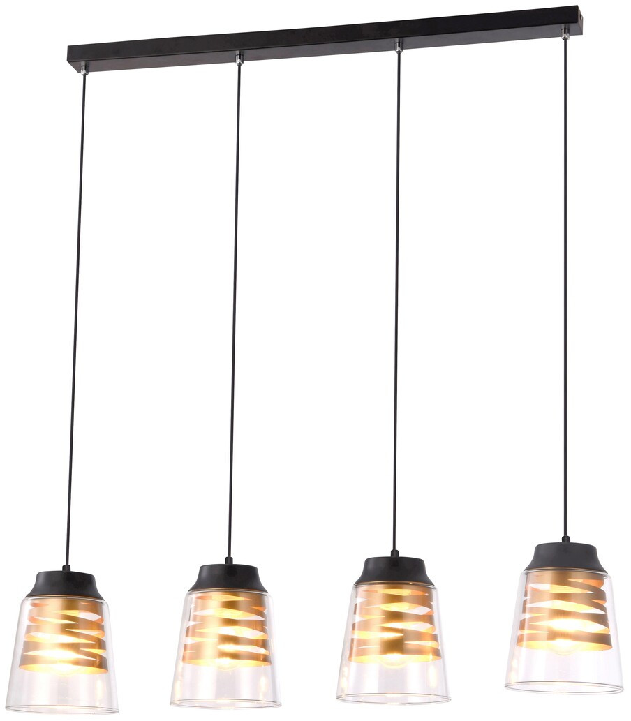 Rabalux Zenaida lampada sospesa 4x60 W nero-trasparente-oro 3544