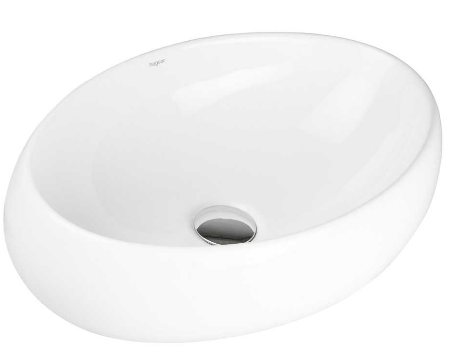 Hagser Gisela lavabo 49.5x34.5 cm ovale da appoggio bianco HGR70000040