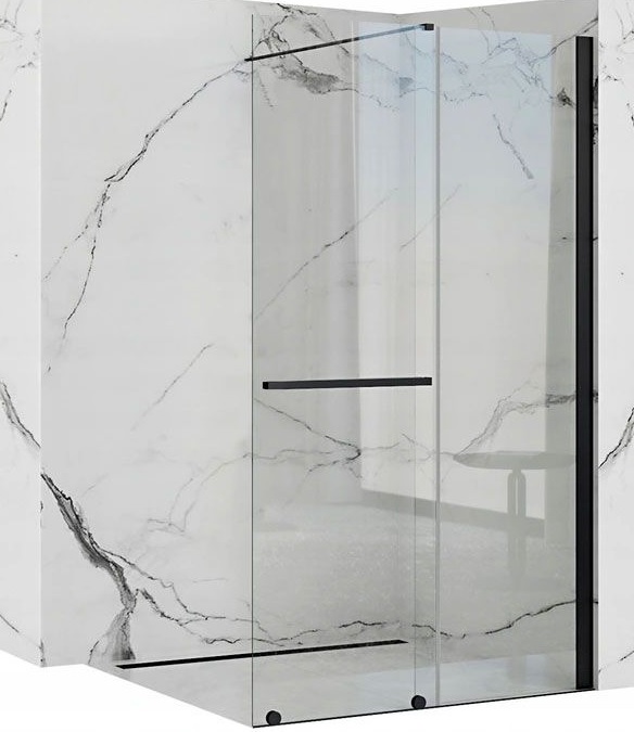 Rea Cortis Black parete doccia walk-in 100 cm nero opaca/vetro trasparente REA-K7740