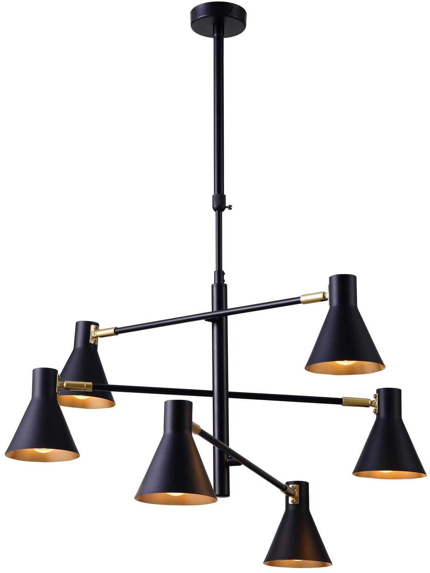 Candellux Less lampada da soffitto 6x40 W nero-oro 36-72696