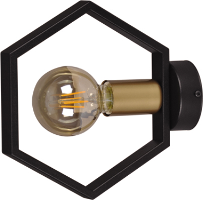 Kaja Honey lampada da parete 1x60 W nero-oro K-4725