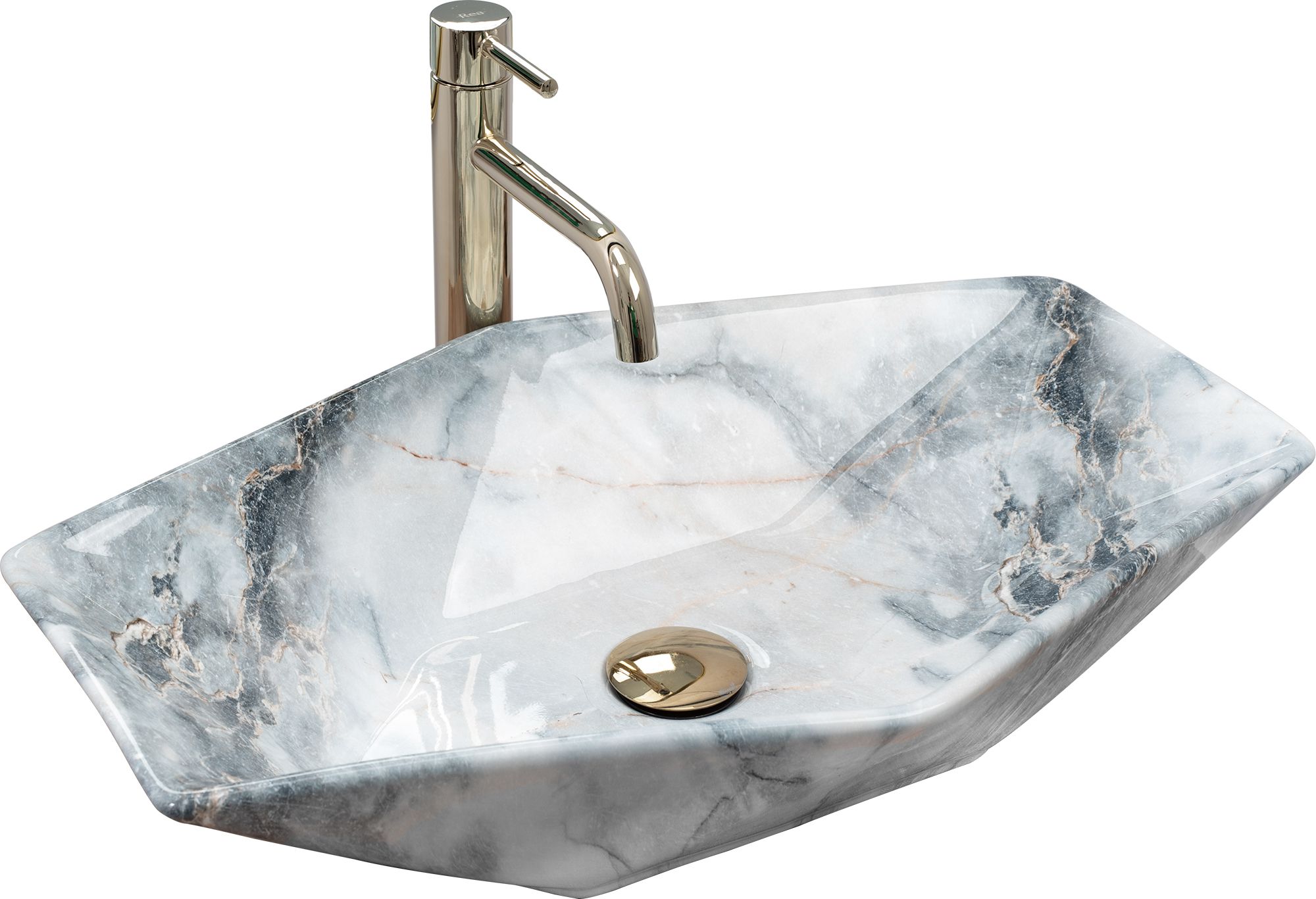 Rea Vegas Granit lavabo 57x37 cm da appoggio grigio/pietra REA-U5602