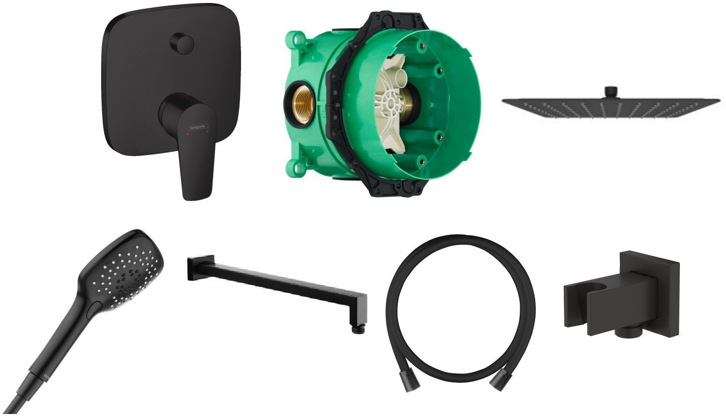Set rubinetto per vasca e doccia Hansgrohe Talis E 71745670, soffione doccia Oltens Vindel 37001300, 01800180, 39401300, 39303300, 37105300, 37200300