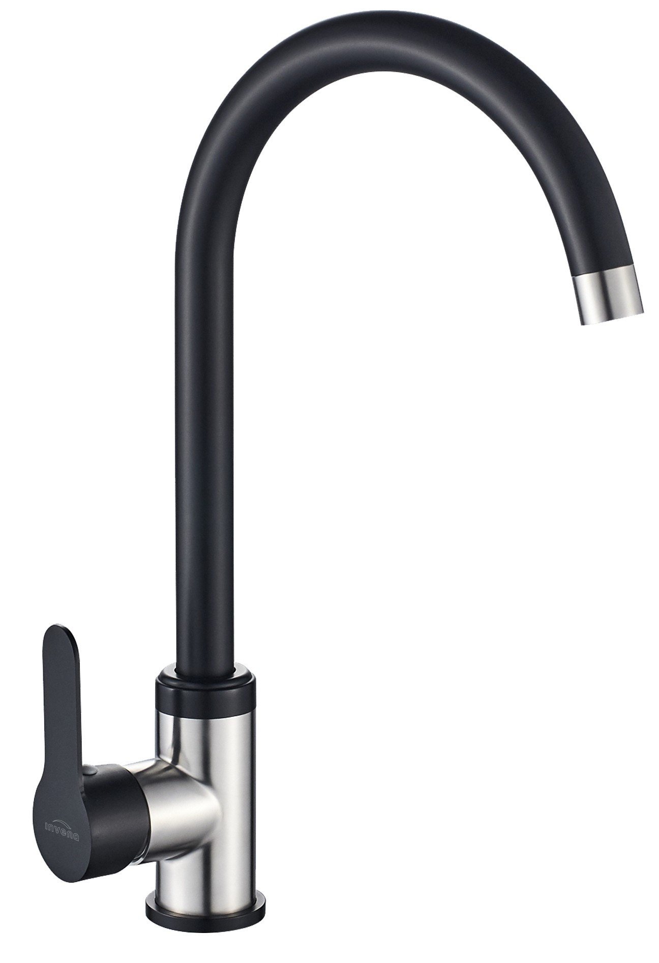 Invena Iron rubinetto da cucina verticale nero-inox BZ-53-L04