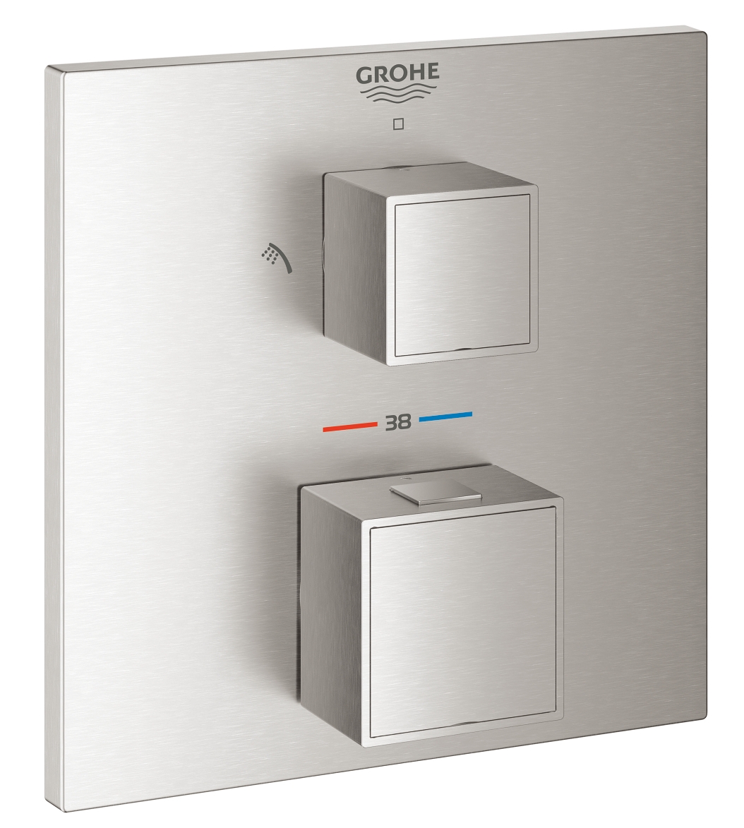 Grohe Grohtherm Cube rubinetto per vasca e doccia da incasso con termostato SuperSteel 24154DC0