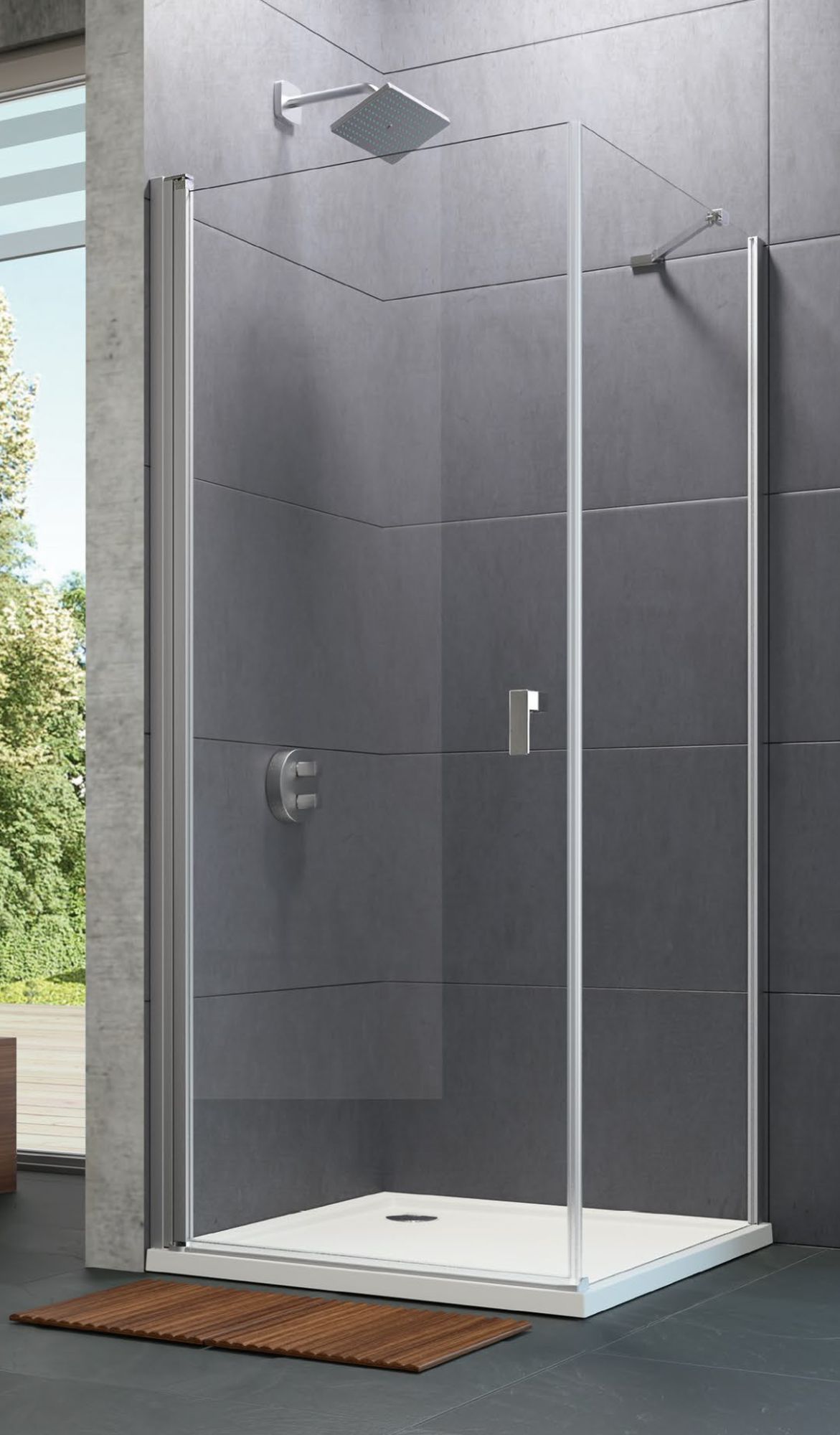 Huppe Design Pure 4-kąt parete doccia 100 cm argento lucida/vetro trasparente 8P1014.092.322