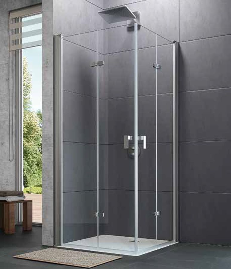 Hüppe Design Pure 4-kąt drzwi prysznicowe 120 cm lewe srebrny połysk/szkło przezroczyste Anti-Plaque 8P0812.092.322
