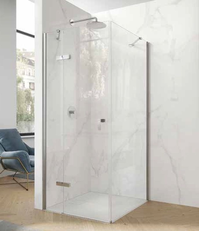 Huppe Aura pure 4-kąt parete doccia 80 cm argento lucida/vetro trasparente AP0212.069.322