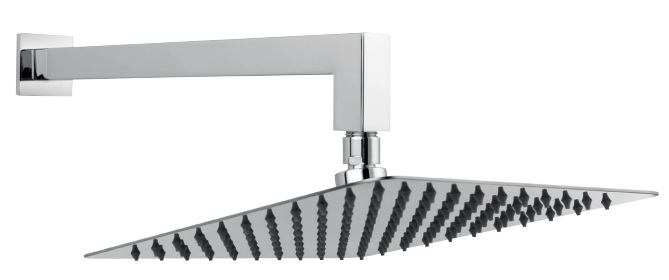 Ferro Slim soffione doccia con braccio 25x25 cm quadrata cromo NPT14