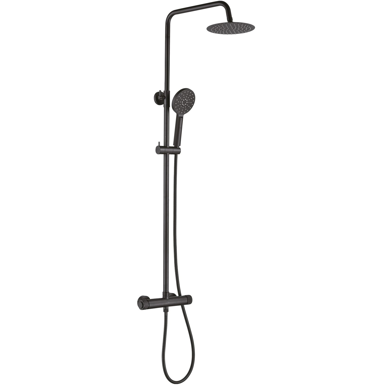 Laveo Volumo set doccia a parete con soffione nero PLV70OB