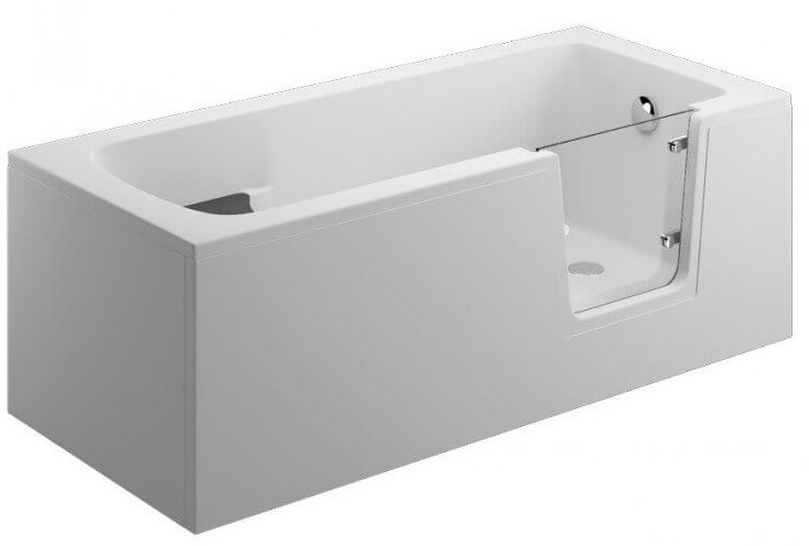 Polimat Avo vasca da bagno rettangolare con porta 170x75 cm bianco 00877