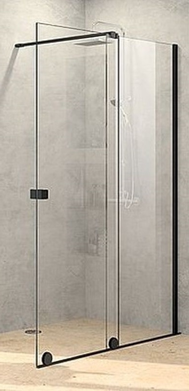Hüppe Xtensa Pure 4-kąt drzwi prysznicowe 160 cm prawe czarny mat/szkło przezroczyste Anti-Plaque XT0207.123.322