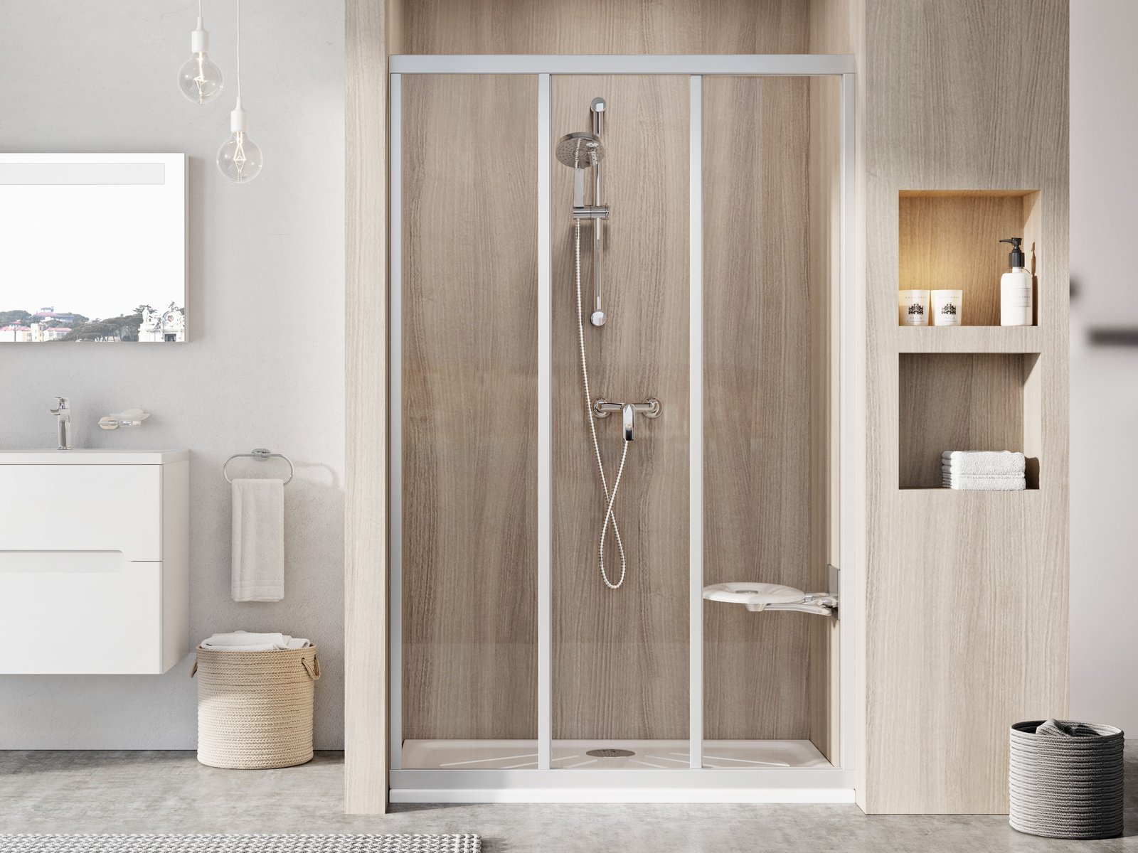 Ravak Supernova porta doccia 90 cm scorrevole satinato opaca/vetro trasparente 00V70UR2Z1
