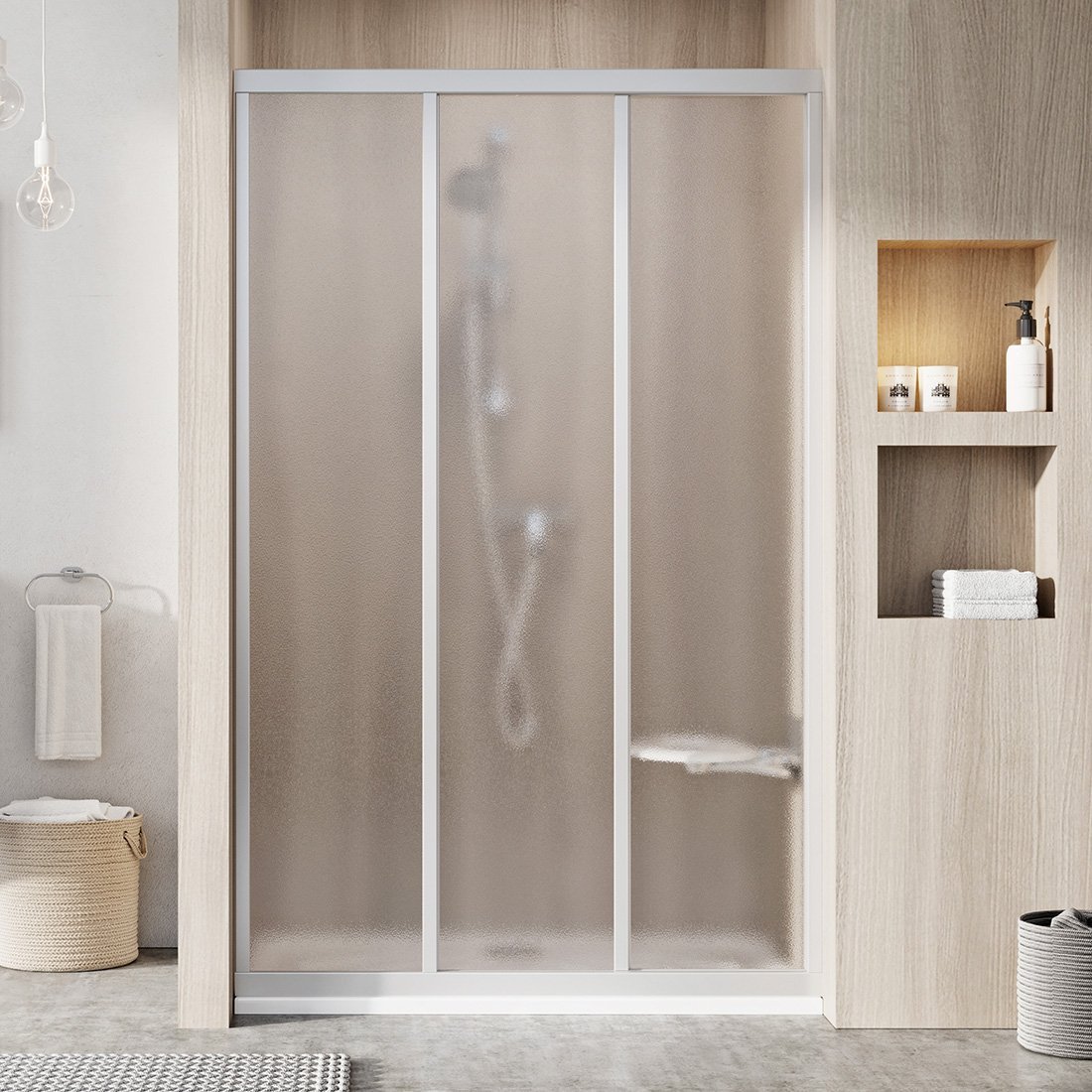 Ravak Supernova porta doccia 90 cm scorrevole satinato opaca/vetro con motivo 00V70UR2ZG