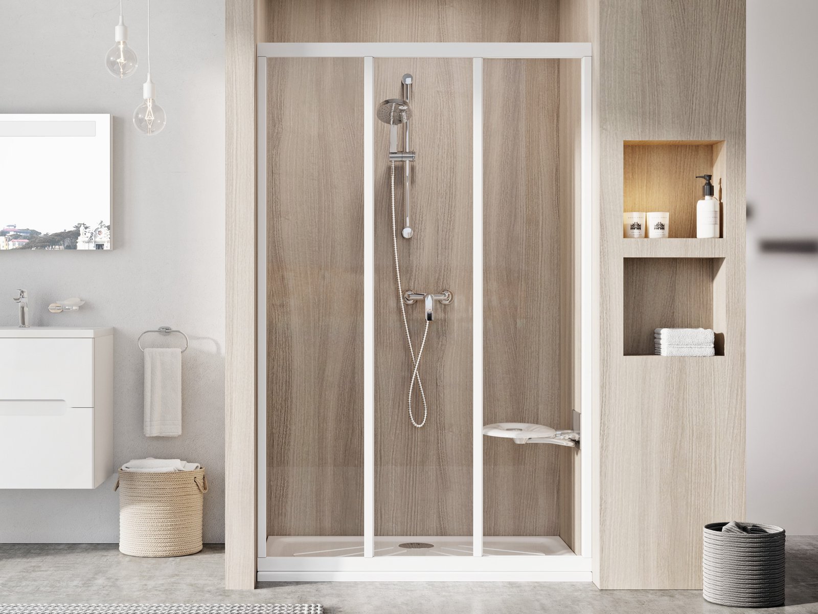 Ravak Supernova porta doccia 100 cm scorrevole bianco lucida/vetro trasparente 00VA01R2Z1