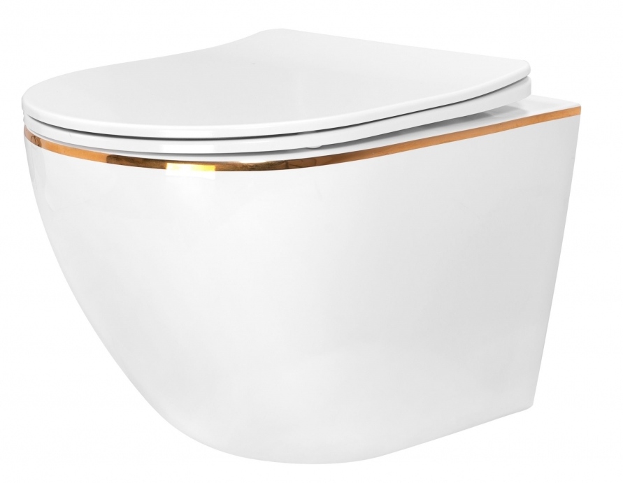 Rea Carlo Mini set vaso wc con copriwater sospeso senza brida bianco lucida REA-C1222