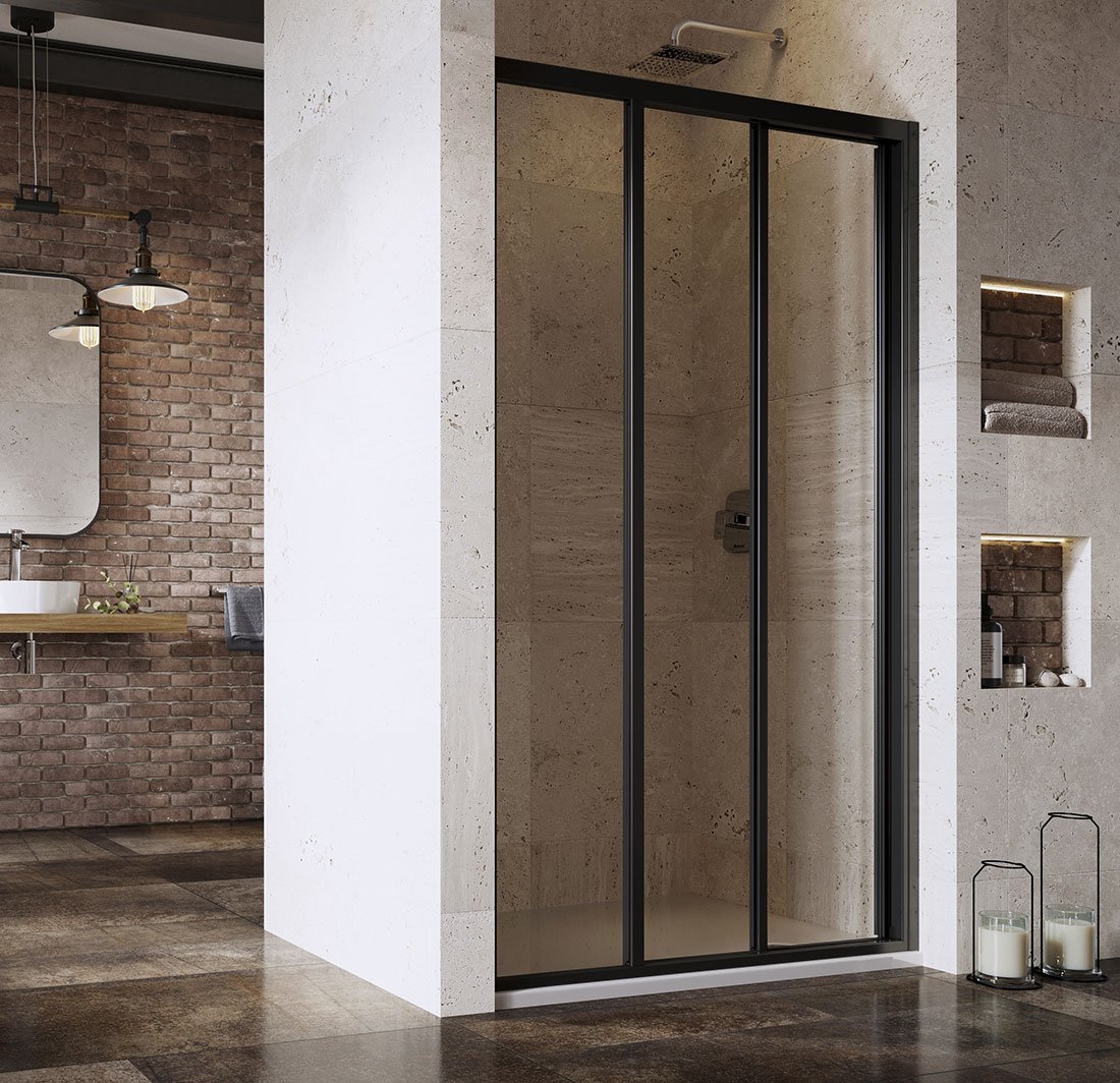 Ravak Supernova porta doccia 110 cm scorrevole nero opaca/vetro trasparente 00VD03R2Z1