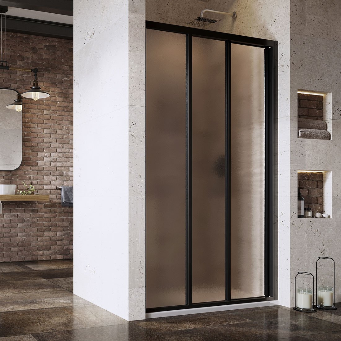 Ravak Supernova porta doccia 110 cm scorrevole nero opaca/vetro con motivo 00VD03R2ZG