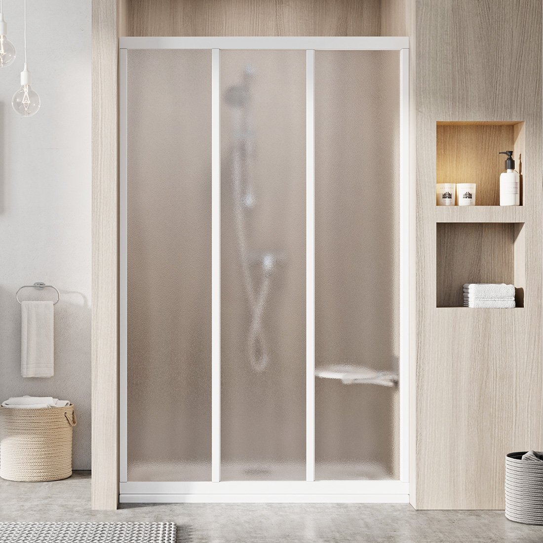 Ravak Supernova porta doccia 120 cm scorrevole bianco lucida/vetro con motivo 00VG01R2ZG