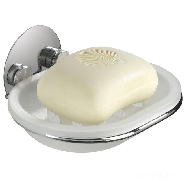 Wenko Turbo-Loc rund Stahl portasapone a parete bianco 18776100