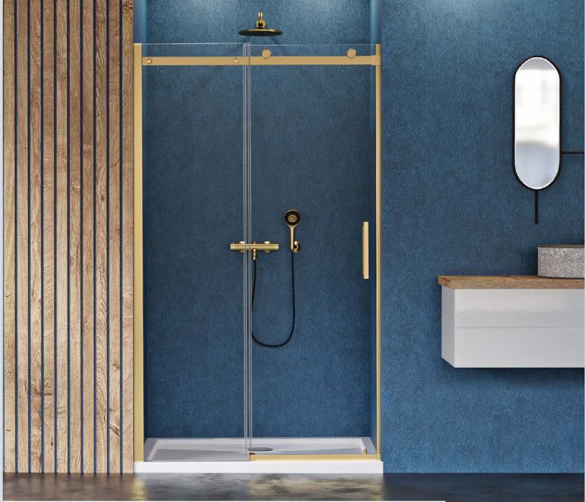 New Trendy Sling Satin Gold porta doccia 120 cm scorrevole oro semiopaca/vetro trasparente D-0389A