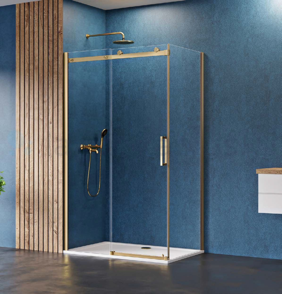 New Trendy Sling Satin Gold box doccia 120x80 cm rettangolare oro semiopaca/vetro trasparente D-0389A/D-0193B