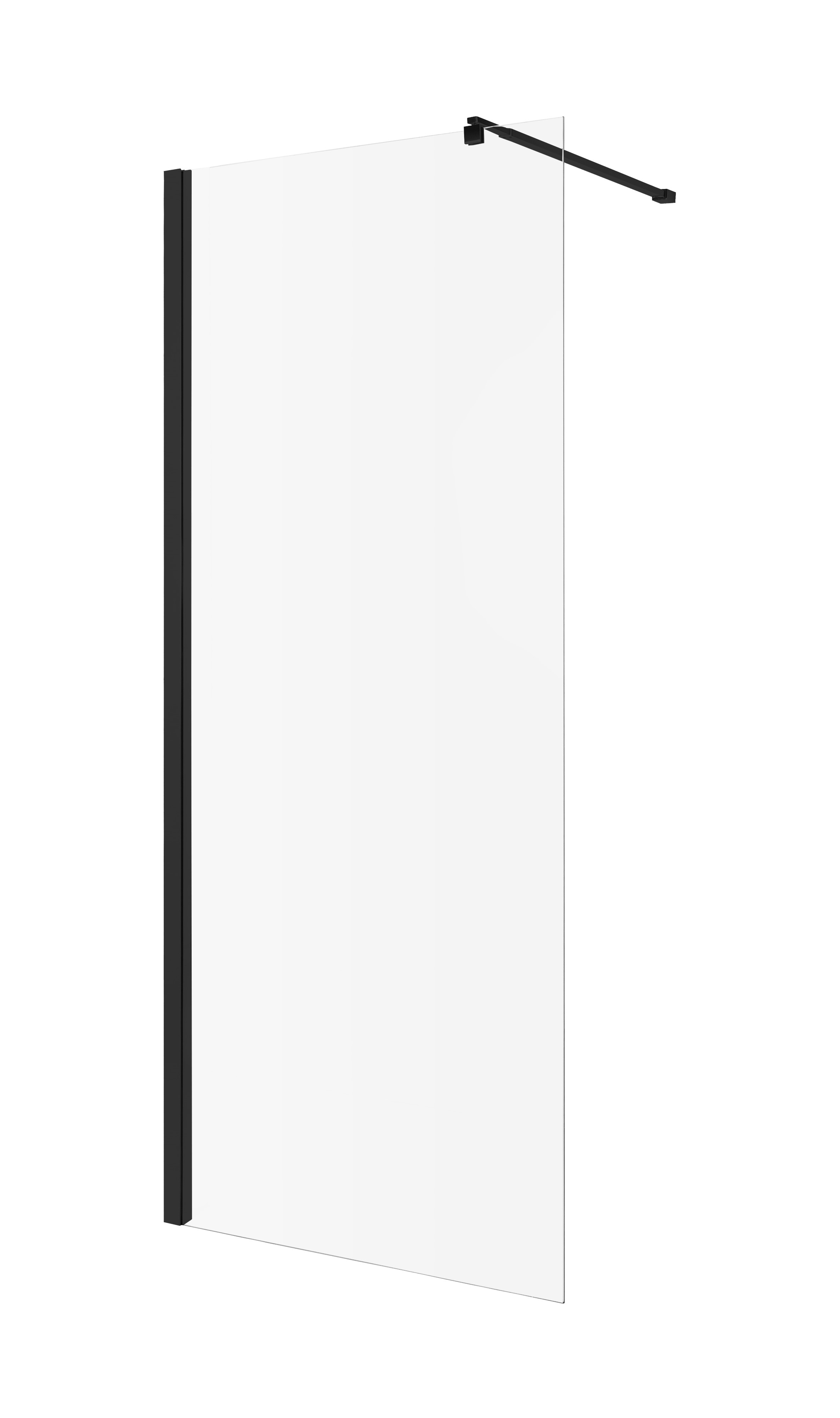 Invena parete doccia walk-in 110 cm nero opaca/vetro trasparente AK-32-114