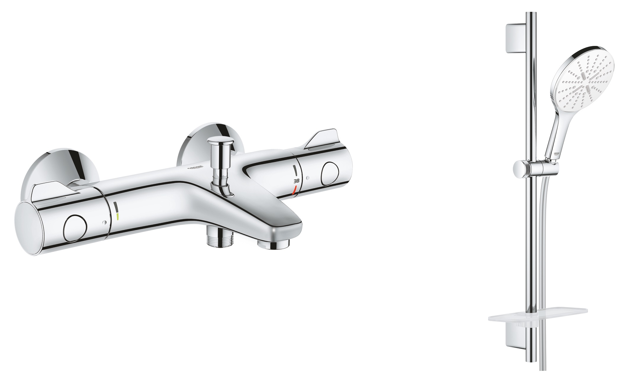 Set set doccia Grohe Vitalio SmartActive 26598000, rubinetto per vasca e doccia Grohe Grohtherm 800 34567000