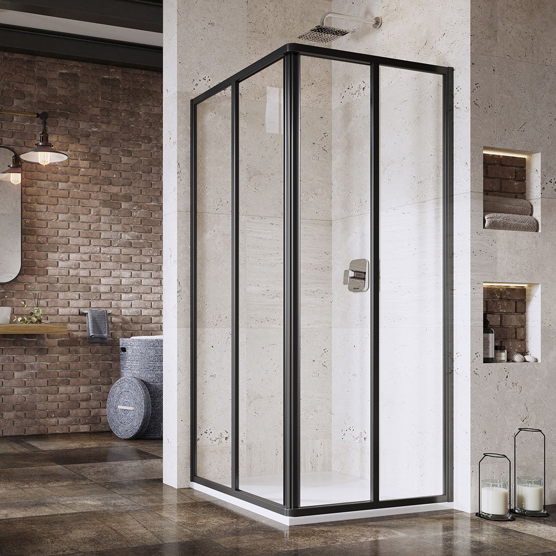 Ravak Supernova porta doccia 80 cm scorrevole nero opaca/vetro trasparente 14V403O2Z1