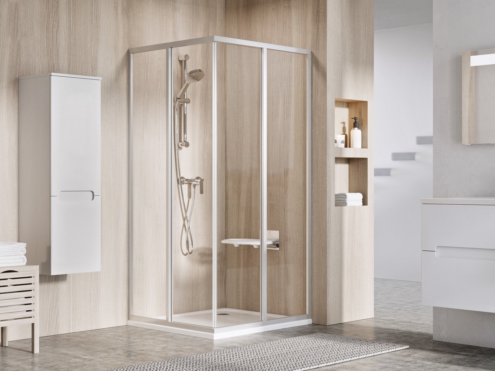 Ravak Supernova porta doccia 80 cm scorrevole satinato opaca/vetro trasparente 14V40UO2Z1