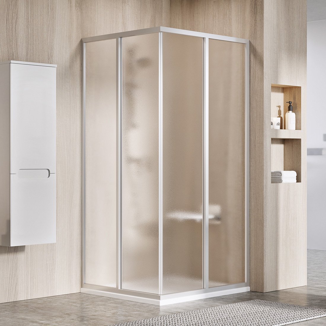 Ravak Supernova porta doccia 80 cm scorrevole satinato opaca/vetro con motivo 14V40UO2ZG