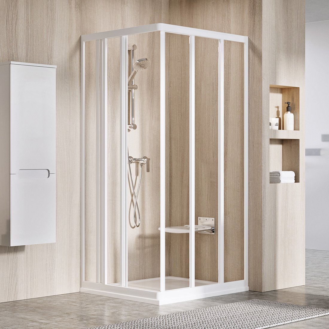 Ravak Supernova porta doccia 75 cm scorrevole bianco lucida/vetro trasparente 15V301R2Z1